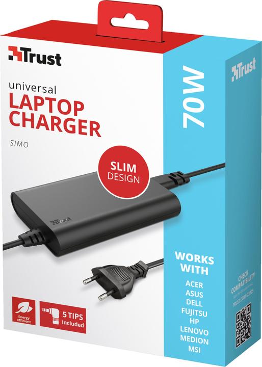 Produktbild Trust Simo Slim Laptop Charger 70w (70 W)