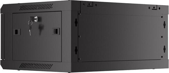 Immagine prodotto Lanberg Nástěnná jednodílná skříň 19", 4U/600x450, (v rozloženém stavu), perforované dveře, černá ( (4 HE, Rack da 19 pollici)
