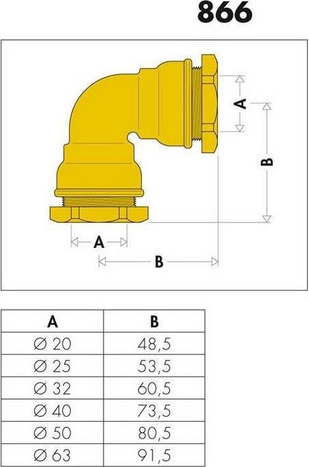 Actual product image Caleffi Elbow fitting 866 brass 40 mm (Angled connection)