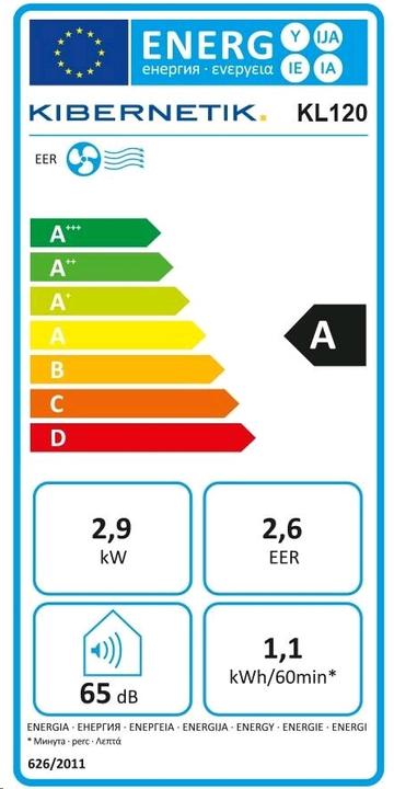 Energie-Label Kibernetik KL120 WIFI +TIO2 (16 m², 9895.21 BTU/h)