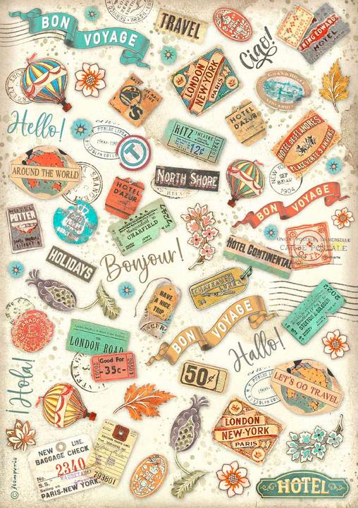 Immagine prodotto Stamperia Filo di paglia con motivo "Art of Travelling", DIN A4 (28 g/m²)