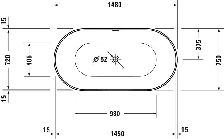 Produktbild Duravit DuraKanto Badewanne (233 l, 150 cm, 75 cm)