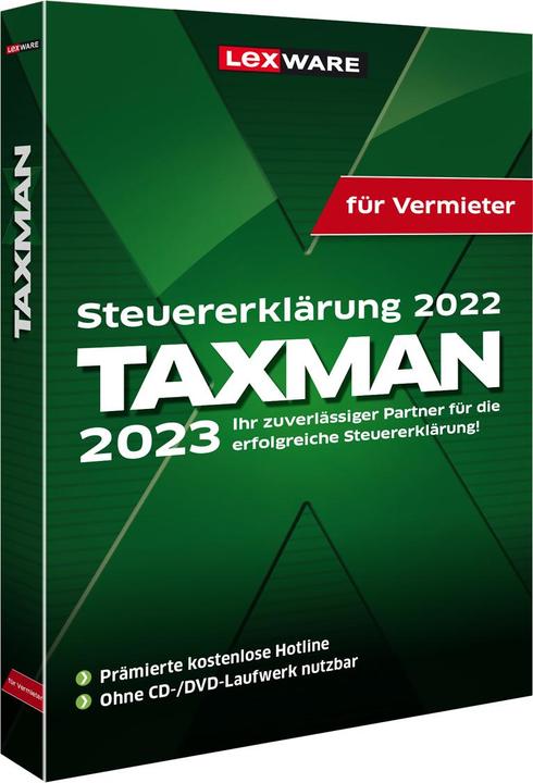 Actual product image Lexware TAXMAN 2023 for landlords 1 user Download Win, German (06860-2014) 1 license(s) (1 User, 12 months)