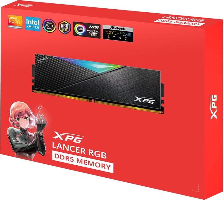 Image du produit Adata DIMM 48 Go DDR5-6800 (2x 24 Go) Dual-Kit (noir, AX5U6800C3424G-DCLARBK, XPG Lancer RGB) (2 x 24 Go, 6800 MHz, RAM DDR5, DIMM)