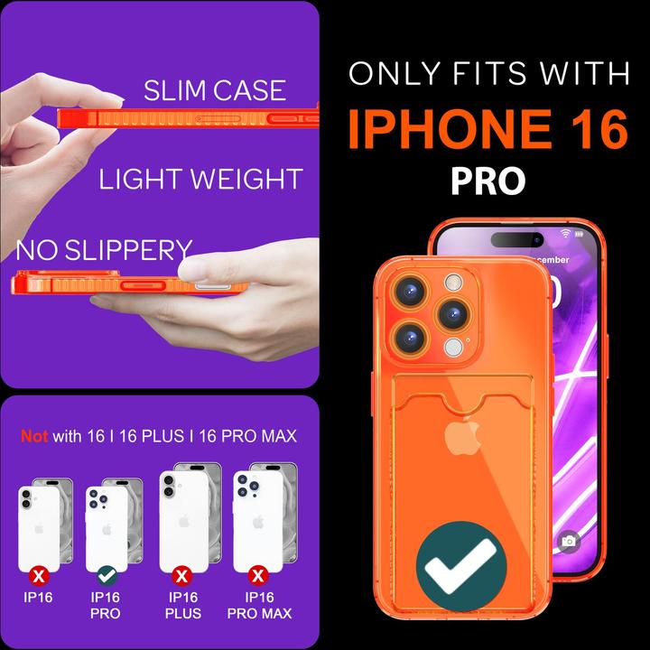 Actual product image Nalia Clear transparent neon silicone cover card holder (Apple iPhone 16 Pro)
