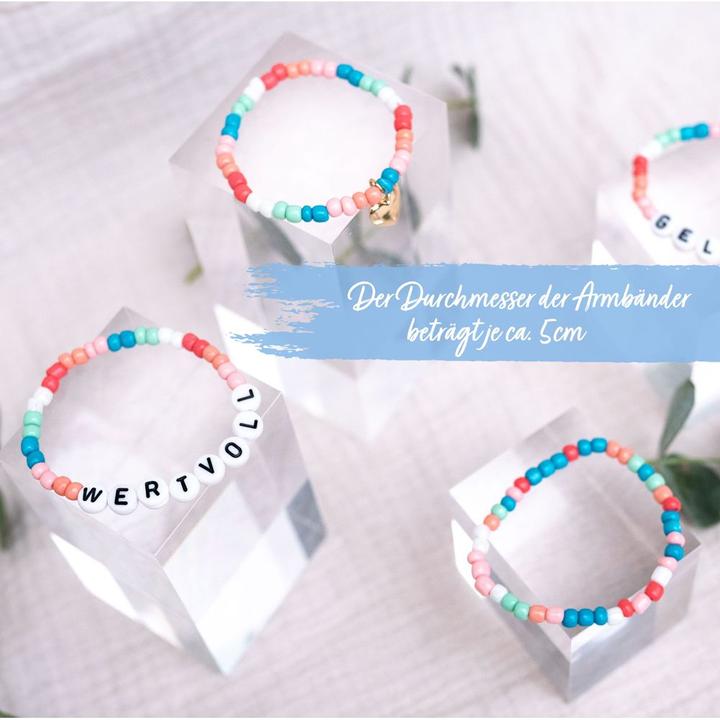 Immagine prodotto Papierdrachen 4 Perlenarmbänder – GELIEBT und WERTVOLL (Materiale sintetico, Metallo, Gomma)