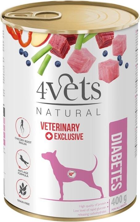 Image du produit 4Vets Natural Diabetes Dog - Nourriture humide pour chiens - 400 g (Senior, 1 pcs, 400 g)