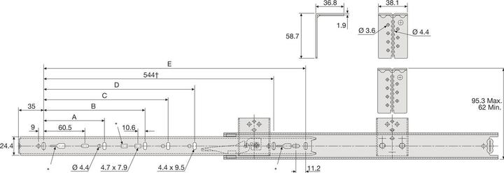 Produktbild Accuride Tastaturauszug DZ2109 - Tastatur Auszug 500mm Keyboard Teilauszug