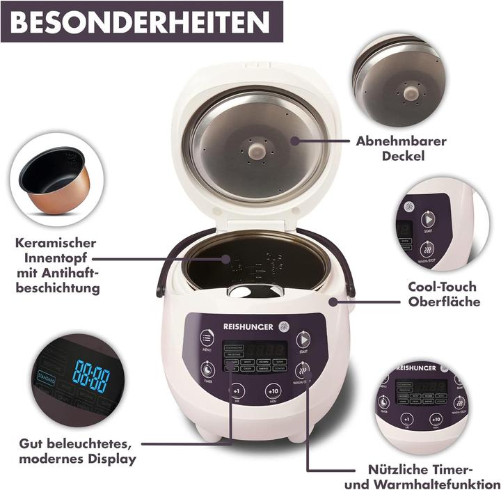 Actual product image Reishunger Digitaler Mini Reiskocher 542-MDRK-M