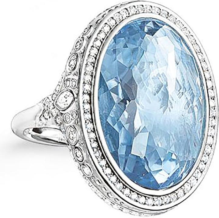 Actual product image Thomas Sabo Ring light blue and cubic zirconia white TR2023-644-1 (52, 925 Silver)