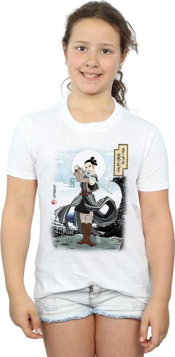 Actual product image Star Wars Girls The Last Jedi Japanese Rey Cotton T-Shirt (140, 146)