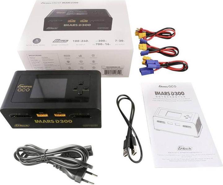 Actual product image Gens Ace IMARS D300 G-Tech Channel AC/DC 300W/700W RC Battery Charger-EU Black
