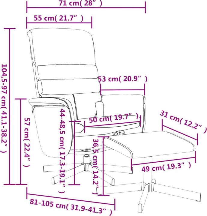 Produktbild VidaXL Massagesessel mit Fusshocker Grau Kunstleder,Farbe