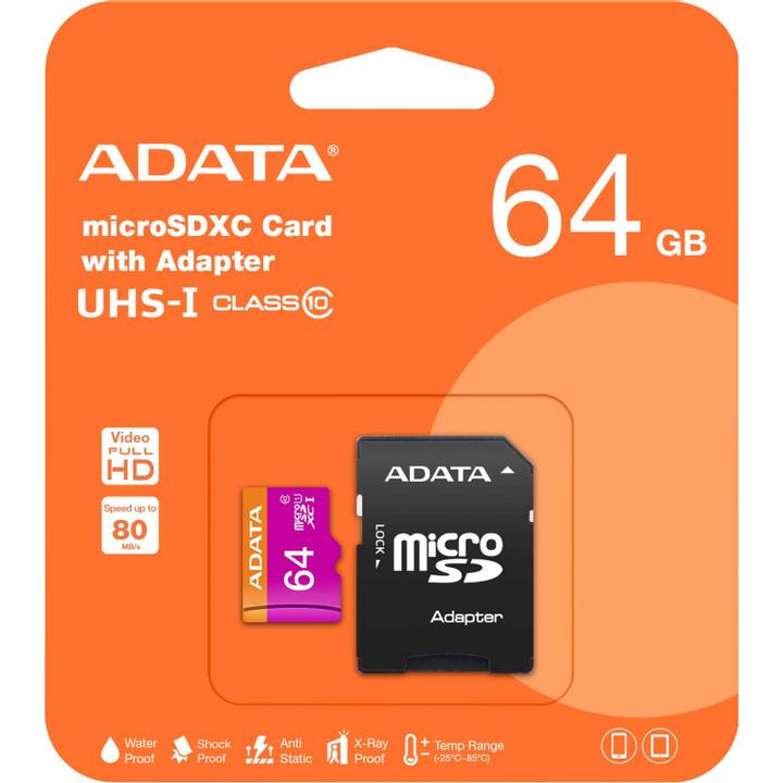 Actual product image Adata microSDXC Card (64 GB, microSDXC, U1, UHS-I)