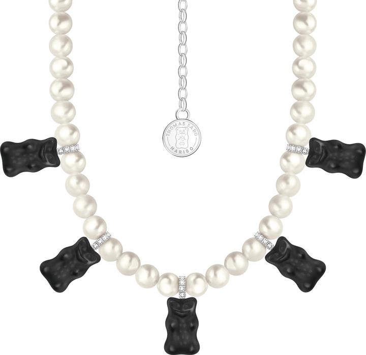 Produktbild Thomas Sabo Perlenkette mit schwarzen Goldbären (925er Silber, 42 - 50 cm)
