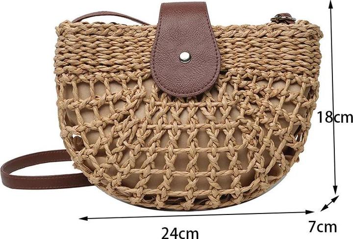 Produktbild Only-Bags.Store Sommer Stroh Ba Mode Halbkreis Taschen Rattan Handmade Messenger Handtasche Travel Beach Bags Tote