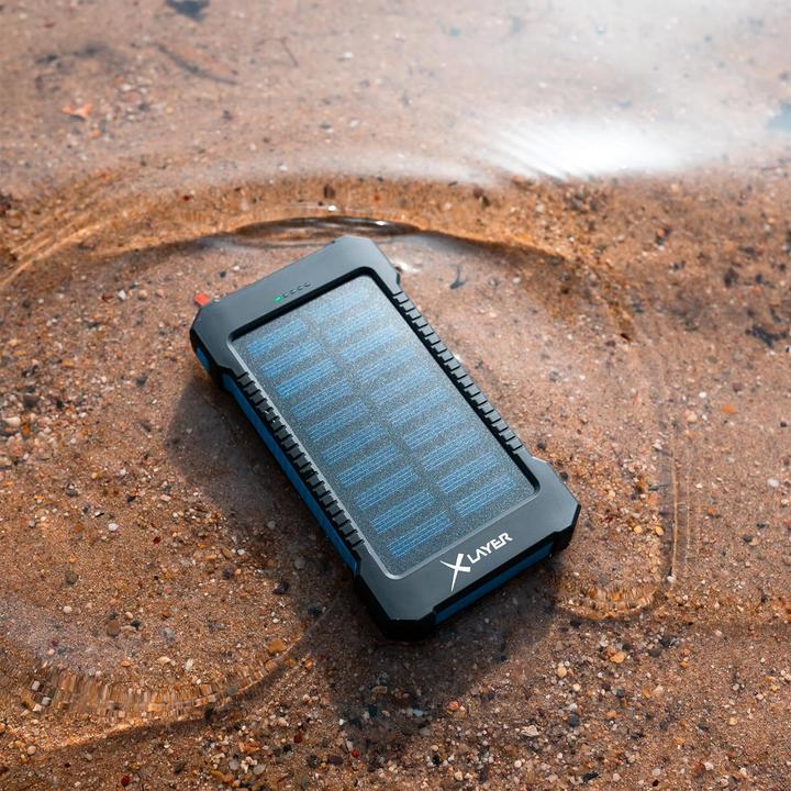 Actual product image Xlayer Powerbank PLUS Solar Black/Blue 8000mAh (8000 mAh, 5 W, 29.60 Wh)