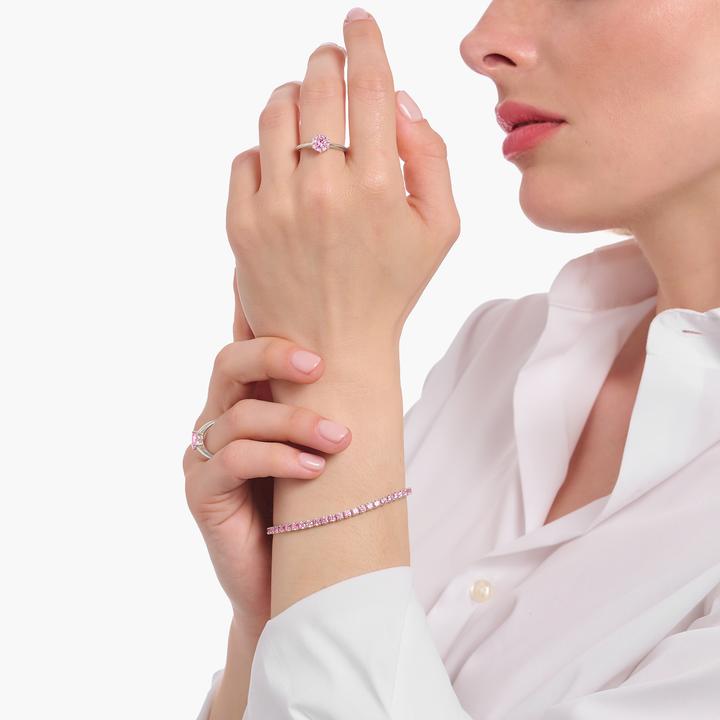 Produktbild Thomas Sabo Ring mit pinkfarbenem Stein im Brillantschliff (52, 925 Silber)