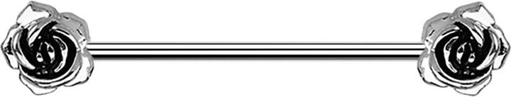 Star Piercing Barbell silber mit zwei Rosen (Chirurgenstahl 316L, ohne Messing)