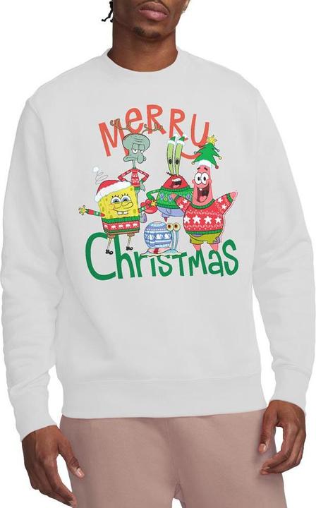Actual product image Spongebob Squarepants Unisex Adult Merry Christmas Group Sweatshirt (L)