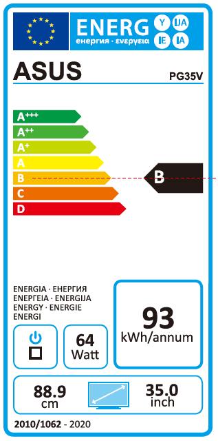 Energie-Label ASUS ROG Swift PG35VQ (3440 x 1440 Pixel, 35")