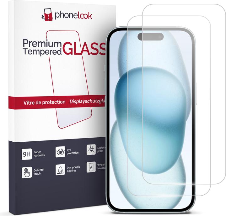 Produktbild PhoneLook 2er Set Panzer Glas Displayschutzfolie (2 Stück, Apple iPhone 15)