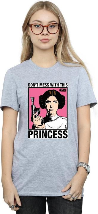 Produktbild Star Wars A New Hope Leia Don't Mess With Princess Boyfriend Fit TShirt (4XL)