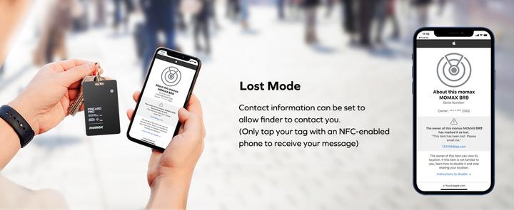 Actual product image Momax PinCard Pro Rechargeable Find My Tracker