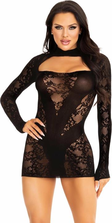Actual product image Leg Avenue Mini Dress With Lace Long Sleeve Red (One size)