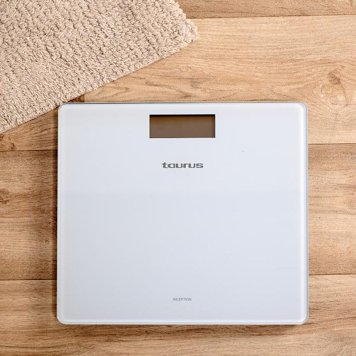 Actual product image Taurus Inception Digital Bathroom Scale 28cm x 28cm Tempered Glass - Blue (180 kg)