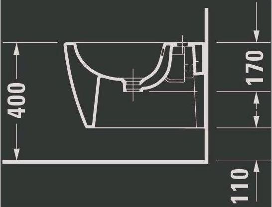 Actual product image Duravit Wall-mounted bidet ME by Starck COMPACT m ÜL m HLB 370x480mm 1 HL we sdm WG