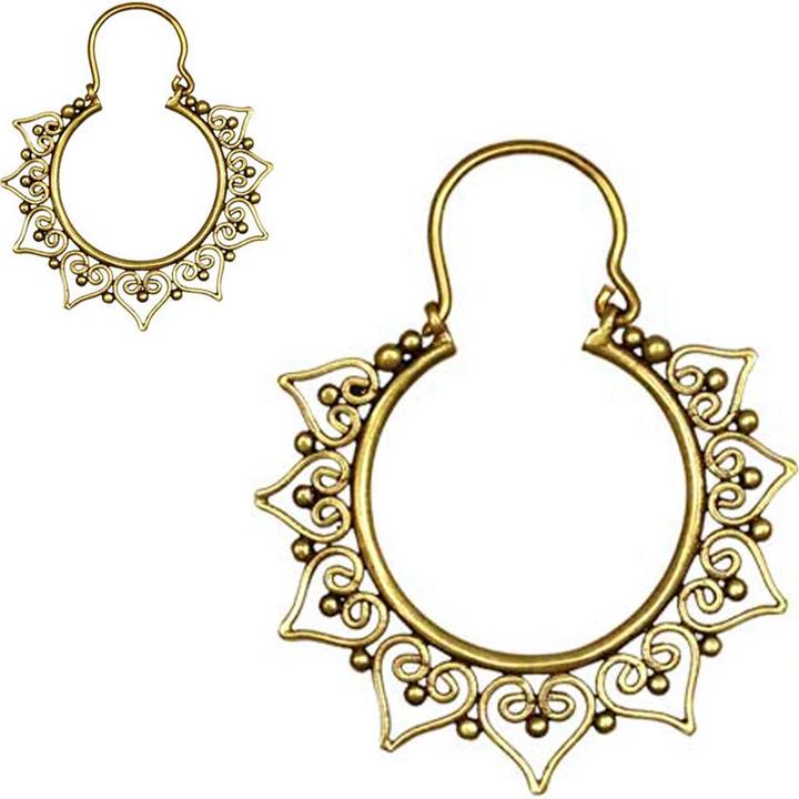 Produktbild Star Piercing Ohrring vergoldet filigrane Herzen mit Kugeln (Messing)