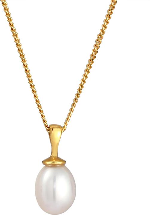Immagine prodotto Elli Perla, collana di perle, Goccia (Nessuna pietra, Perle coltivate d'acqua dolce, Argento 925 placcato oro, 45 cm)