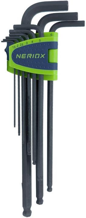 Neriox Angled hex key set with ball head 9 pieces 1.5–10 mm