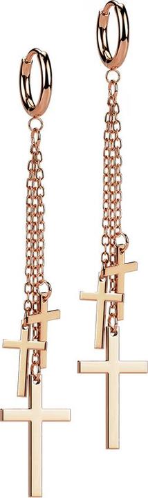 Produktbild Star Piercing Ohrring rosegold Anhänger Kette drei Kreuze (ohne Messing, Chirurgenstahl 316L)