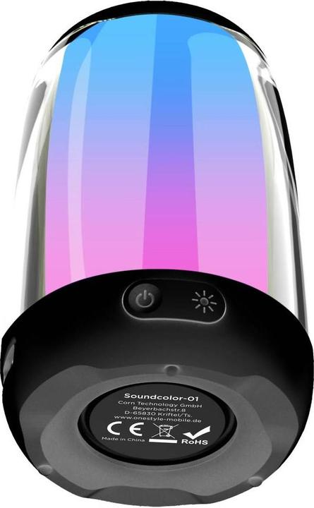 Produktbild Onestyle Soundcolor-01 Bluetooth® Lautsprecher Schwarz, Multi-Color (5 h, Akkubetrieb)