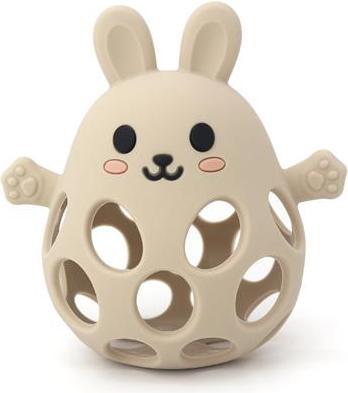 Magni - Teether ball with bunny in LFGB silicone, beige - (5731)