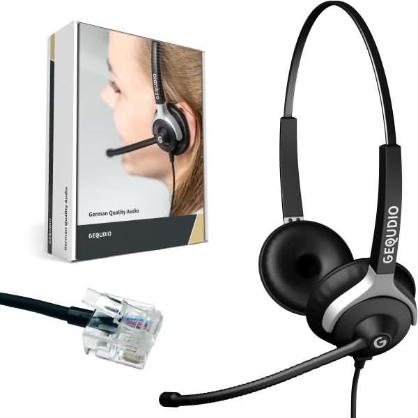 Actual product image Gequdio Headset 2-ear compatible for Unify/Siemens telephones including connection cable (Cable)