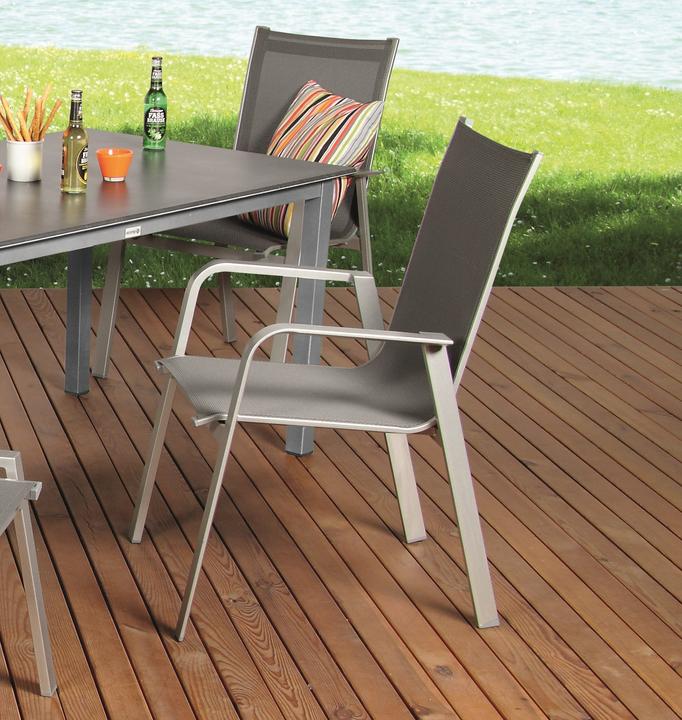 Produktbild Acamp Set 4x URBAN Stapelsessel + 1x ACAPLAN Loft Tisch 160x90cm platin-schiefer (160 cm)