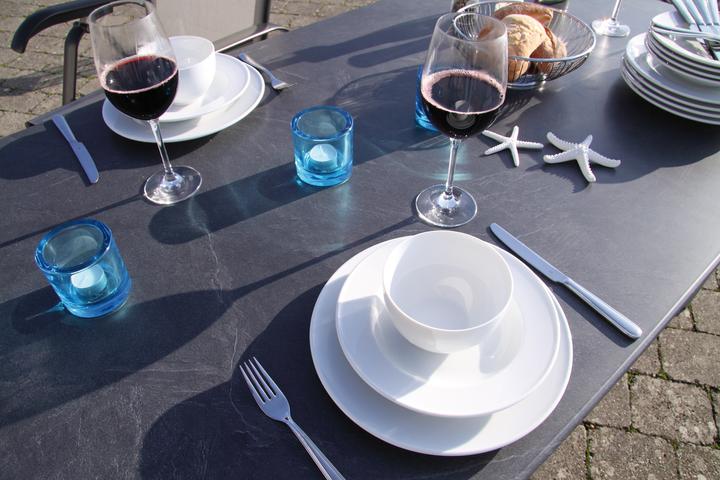 Produktbild Acamp Set 4x URBAN Stapelsessel + 1x ACAPLAN Loft Tisch 160x90cm platin-schiefer (160 cm)