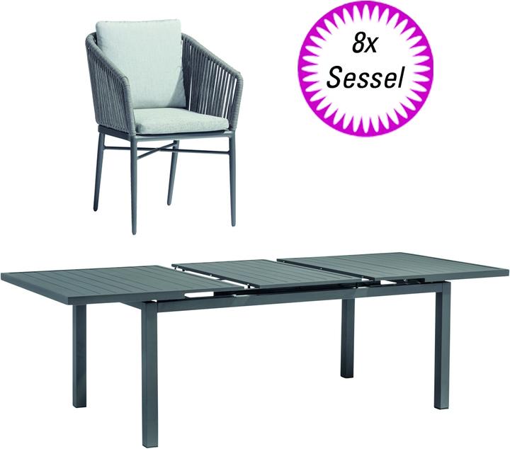 Immagine prodotto Acamp Set 8x poltrona MANHATTAN + 1x tavolo CHICAGO (180 cm)