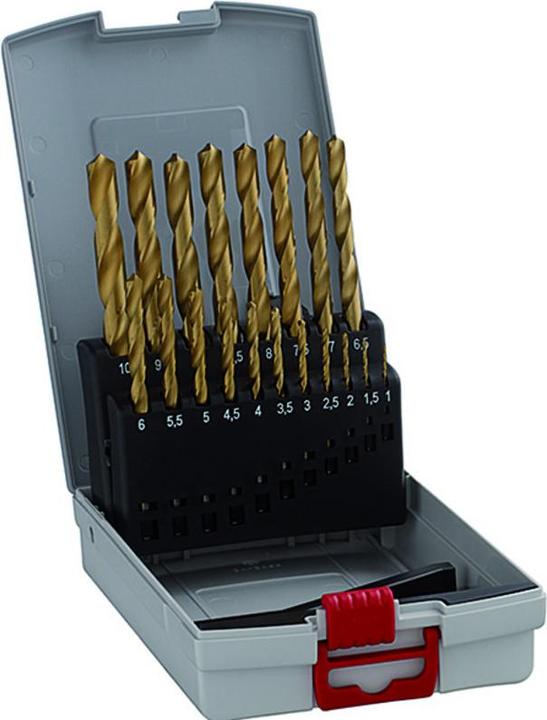 Actual product image Bosch Professional Zubehör Metal drill bit set HSS-TiN, ProBox, 19-piece (6 mm, 1 mm, 6.5 mm, 5.5 mm, 10 mm, 1.5 mm, 7 mm, 3 mm, 5 mm, 8.5 mm, 8 mm, 2.5 mm, 9 mm, 3.5 mm, 4.5 mm, 2 mm, 7.5 mm, 9.5 mm, 4 mm)