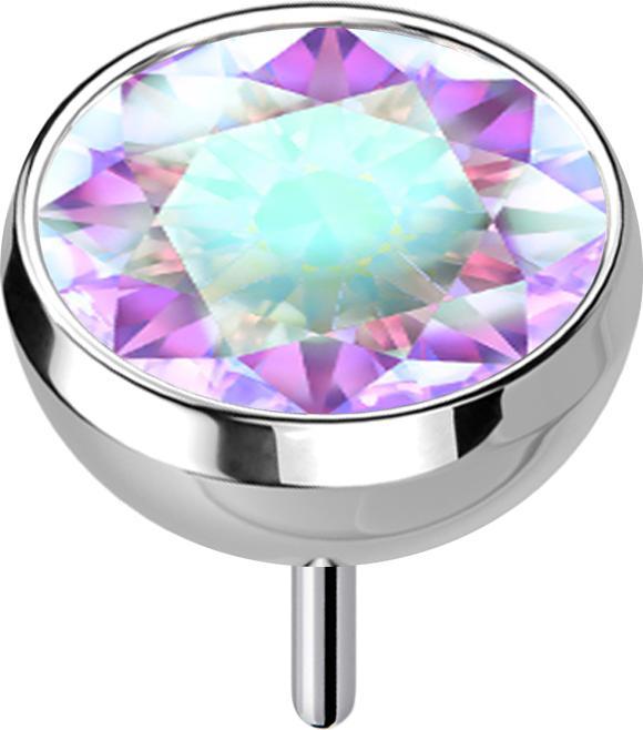 Produktbild Star Piercing Threadless Halbkugel silber mit Kristall multicolor (ohne Messing, Titan G23)