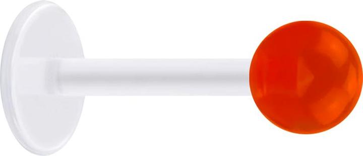 Star Piercing Micro Labret transparent mit Kugel rot transparent (Acryl, ohne Messing, Bioflex)