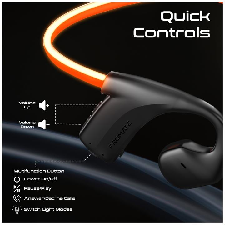 Produktbild ProMate RippleGlow-Black Bluetooth Kopfhörer (18 h, Kabellos)