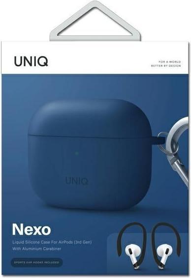 Actual product image Uniq CASE nexo AirPods 3 GEN + ear hooks Silicone blue/blue (Headphone bag)