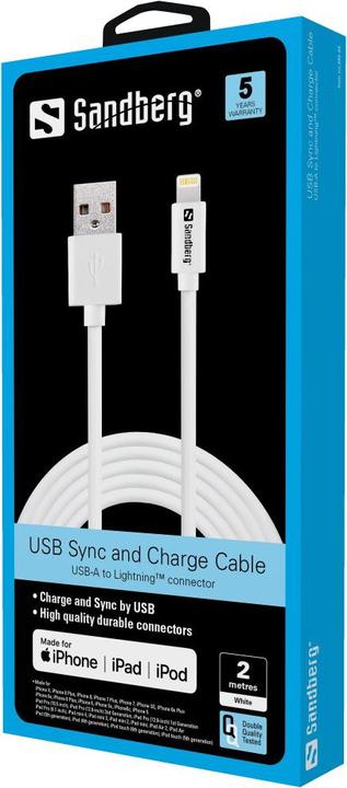Image du produit Sandberg Câble foudre USB (2 m, USB 2.0)