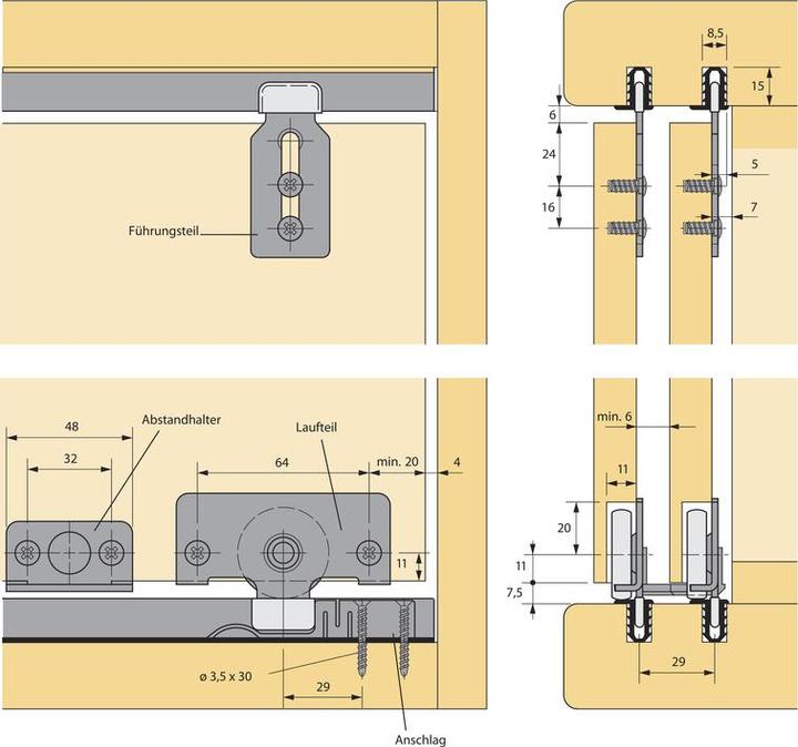 Produktbild Hettich Schiebetürbeschläge Slide Line 56, Inslide