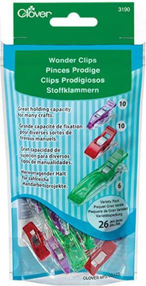 Image du produit Clover Pinces à tissu "Wonder Clips", 26 pièces, 3 tailles différentes