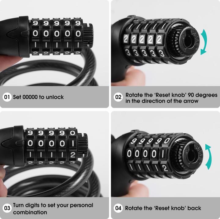 Image du produit Twheels Antivol à chaîne avec chiffres en noir